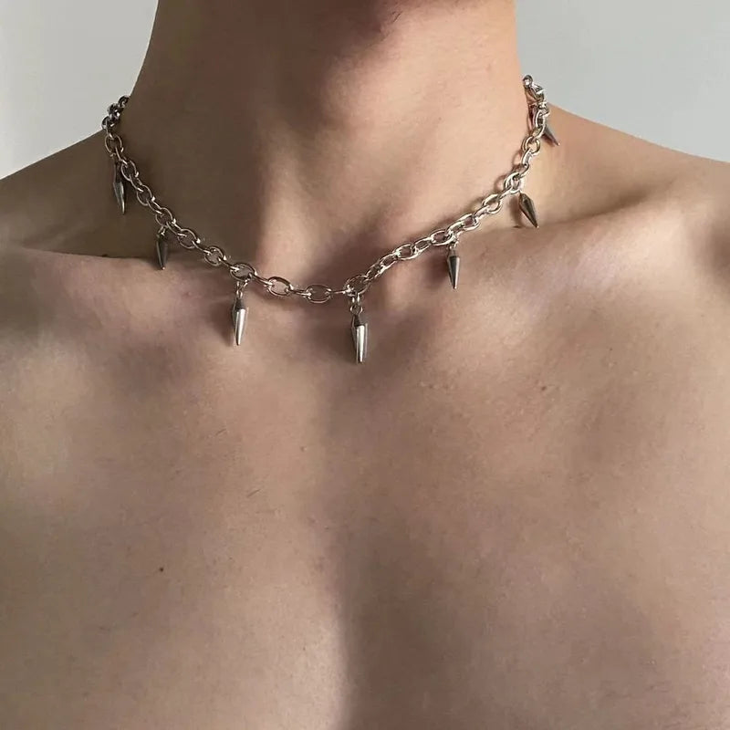 Geometric Spike Chain Necklace