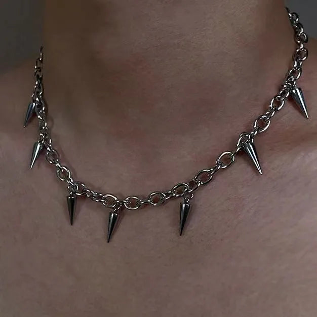 Geometric Spike Chain Necklace