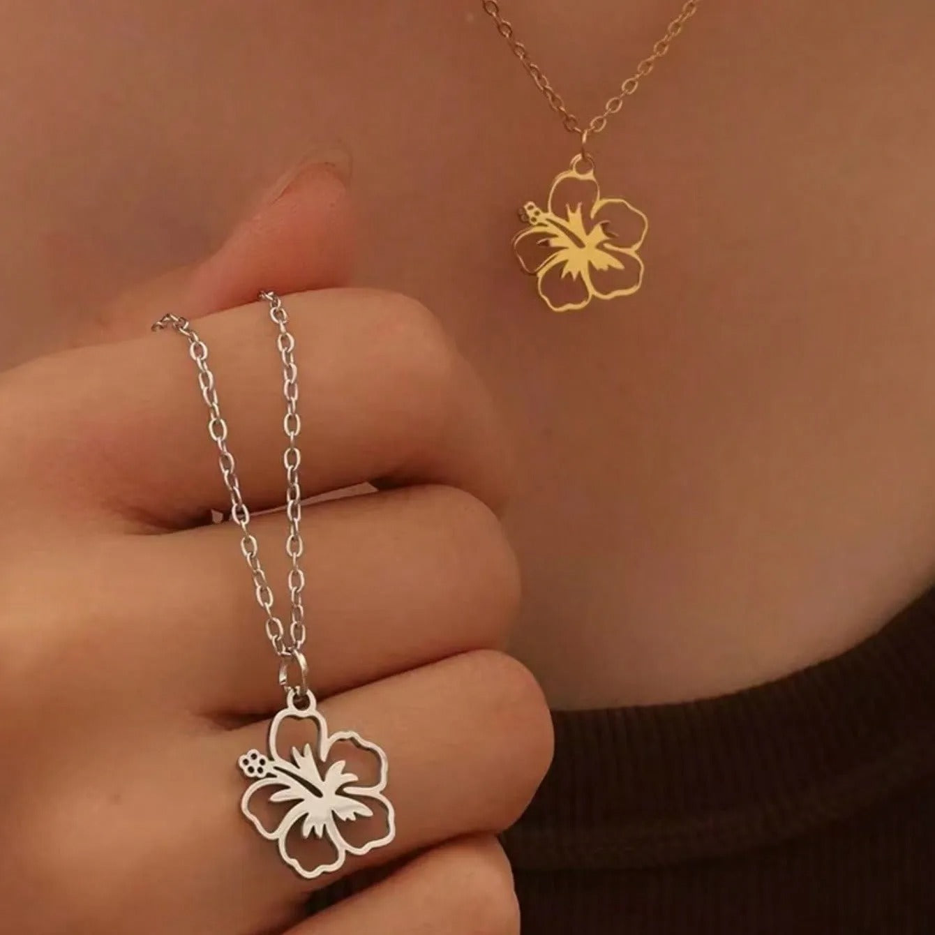 Ion Plated Real Gold Flower Necklace