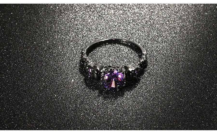 Punk skull copper ring – zircon inlay gothic glam