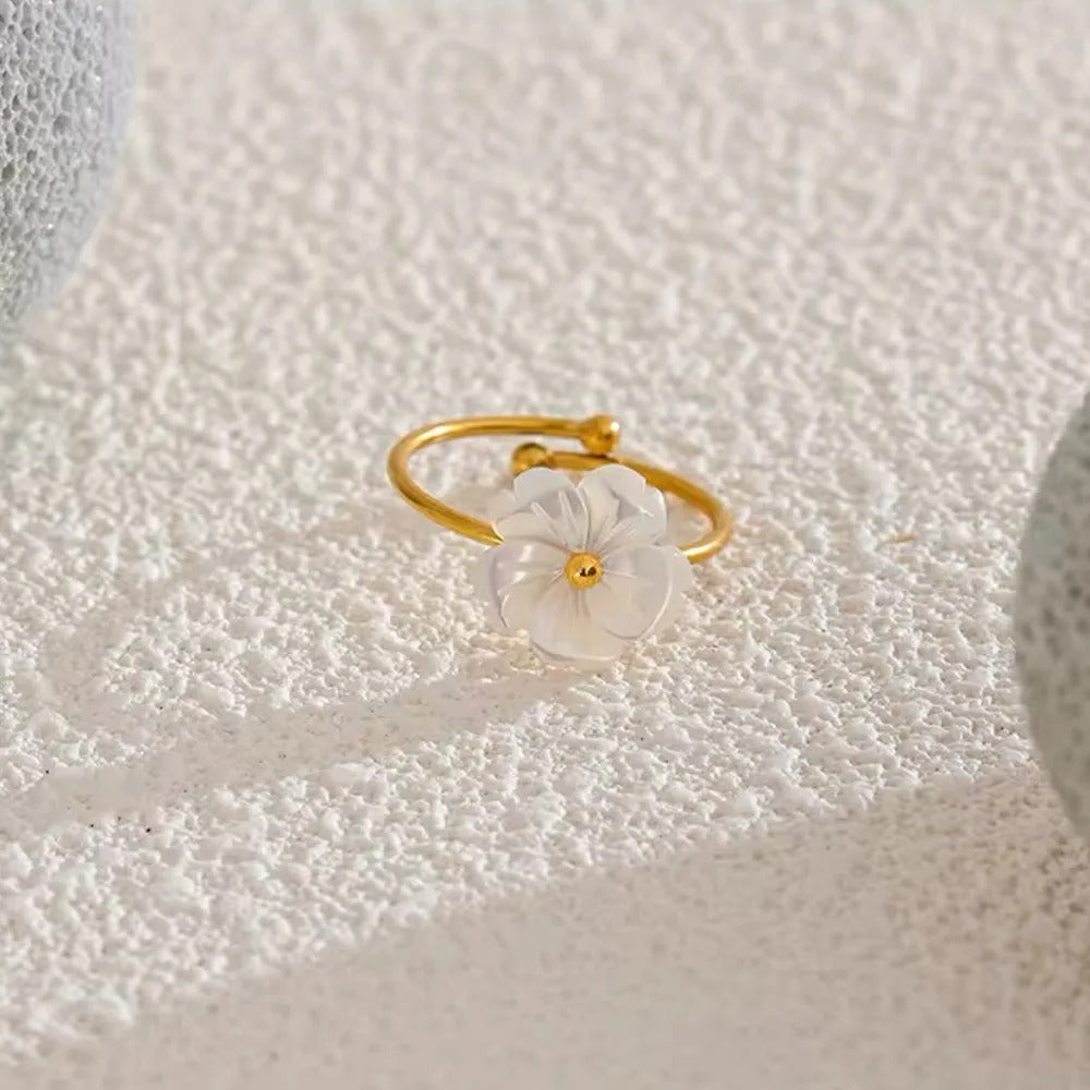 Golden Blossom Shell Jewelry Set – 18K Gold Plated Elegance